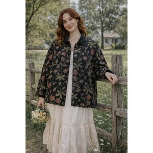 Cottagecore  Boho Floral Tapestry Y2K Vintage  XL Jacket Grandma Susan Graver